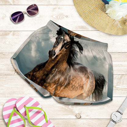 Running Wild Stallion Horse Print Women's Shorts
