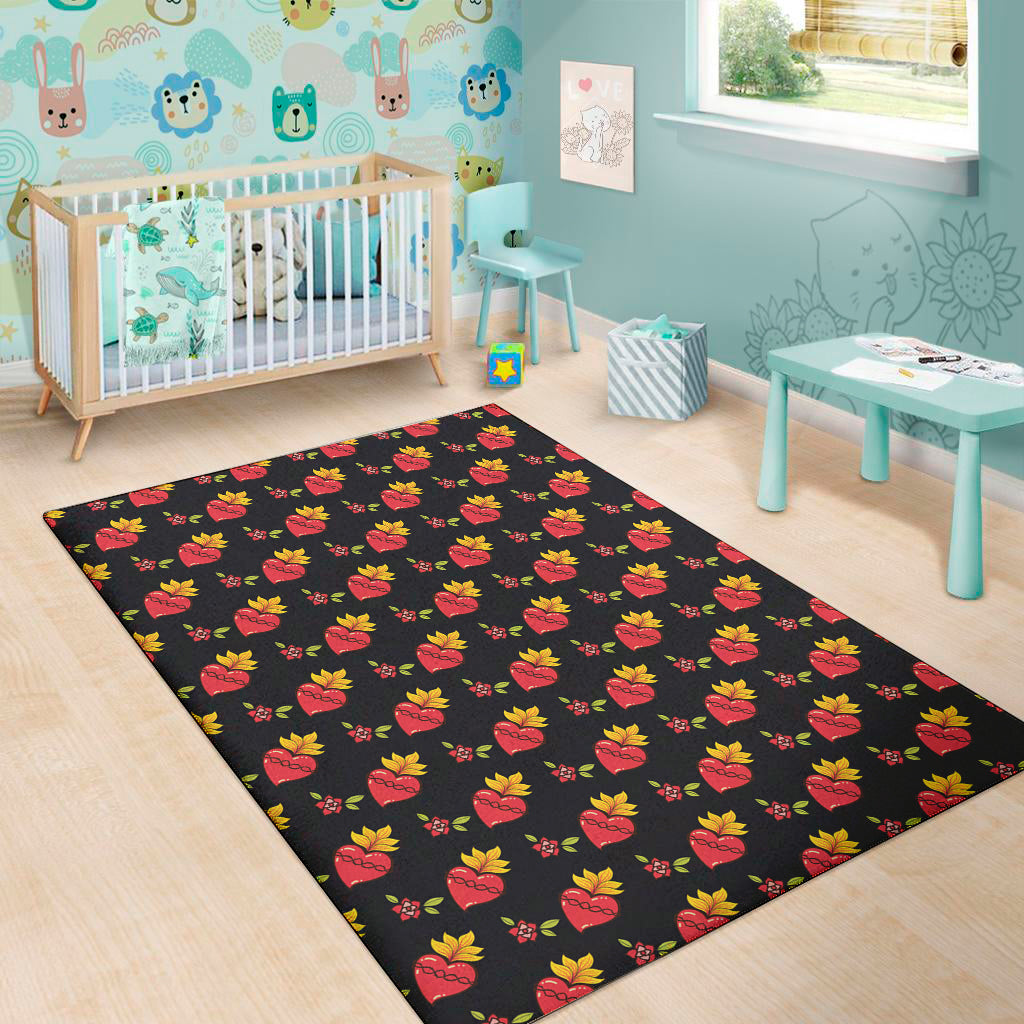 Sacred Heart Pattern Print Area Rug