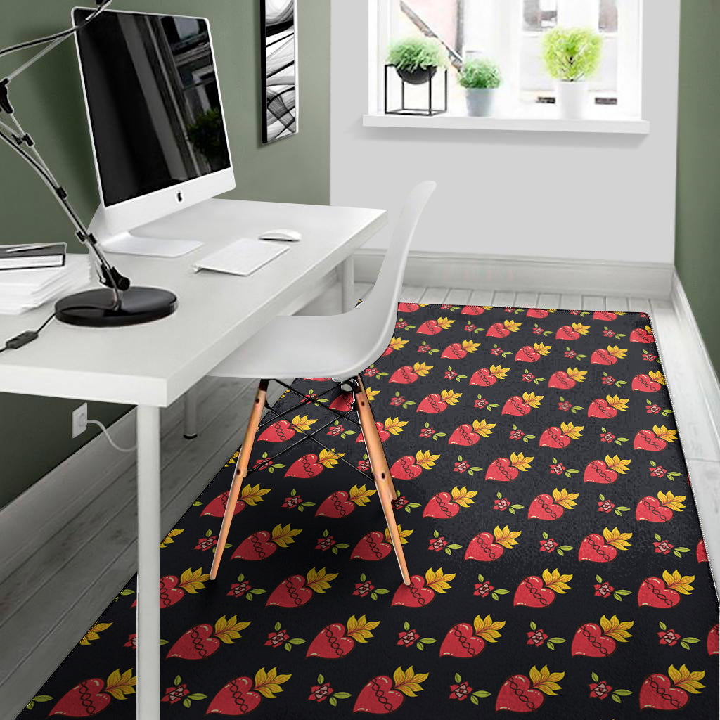 Sacred Heart Pattern Print Area Rug