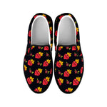 Sacred Heart Pattern Print Black Slip On Shoes
