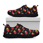 Sacred Heart Pattern Print Black Sneakers