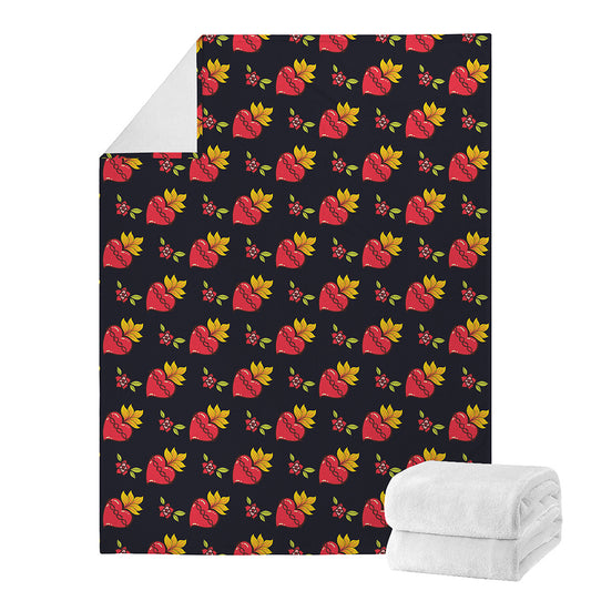 Sacred Heart Pattern Print Blanket