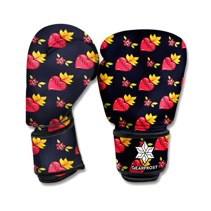 Sacred Heart Pattern Print Boxing Gloves