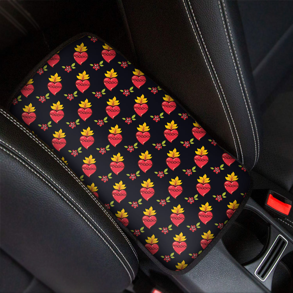 Sacred Heart Pattern Print Car Center Console Cover