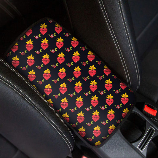 Sacred Heart Pattern Print Car Center Console Cover