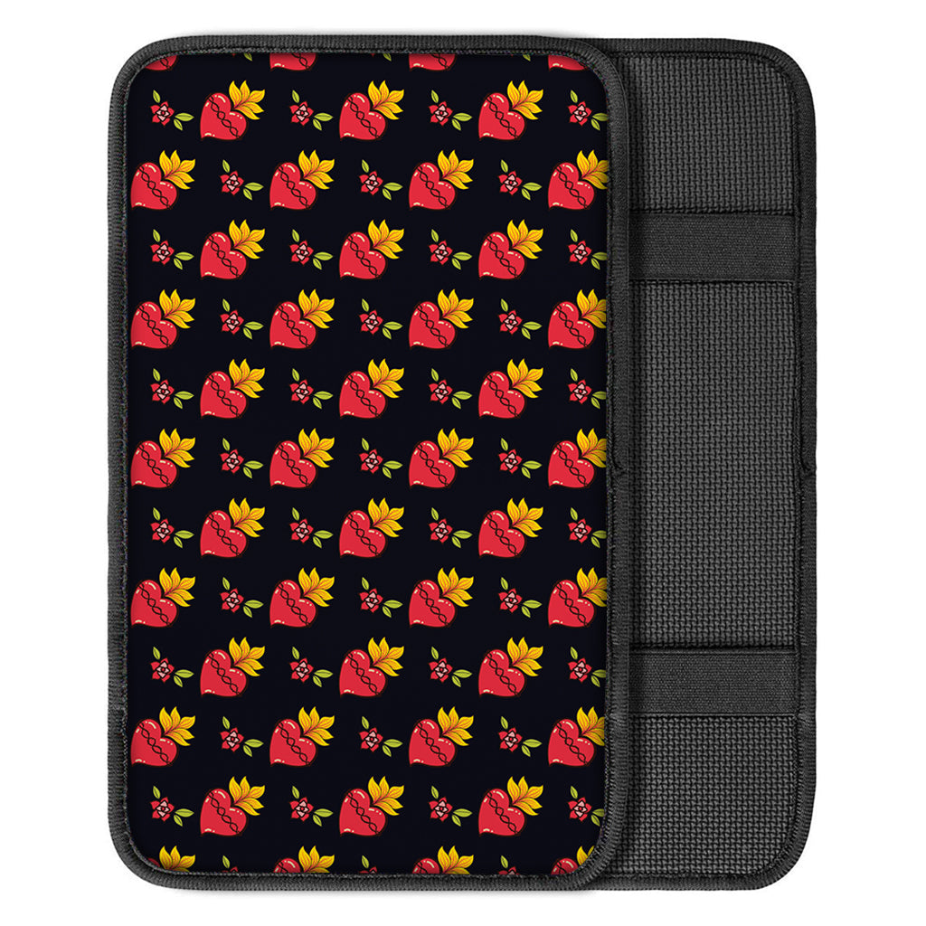 Sacred Heart Pattern Print Car Center Console Cover