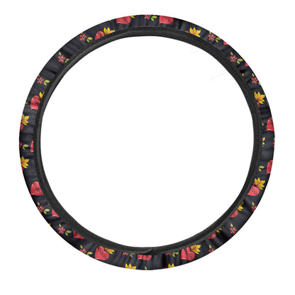 Sacred Heart Pattern Print Car Steering Wheel Cover