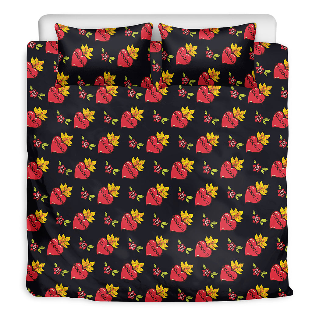 Sacred Heart Pattern Print Duvet Cover Bedding Set