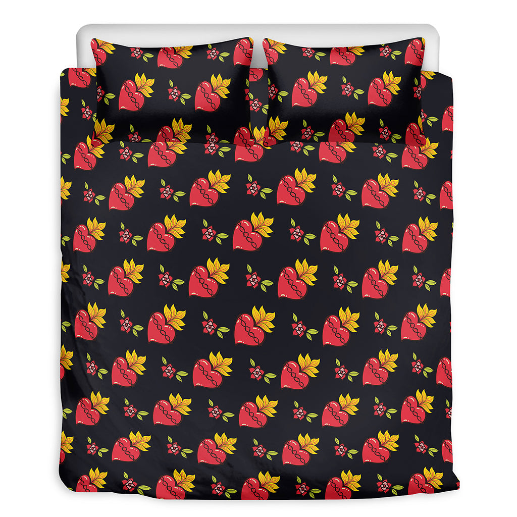 Sacred Heart Pattern Print Duvet Cover Bedding Set