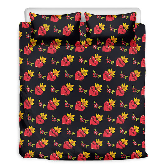 Sacred Heart Pattern Print Duvet Cover Bedding Set