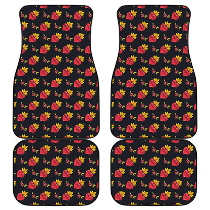 Sacred Heart Pattern Print Front and Back Car Floor Mats