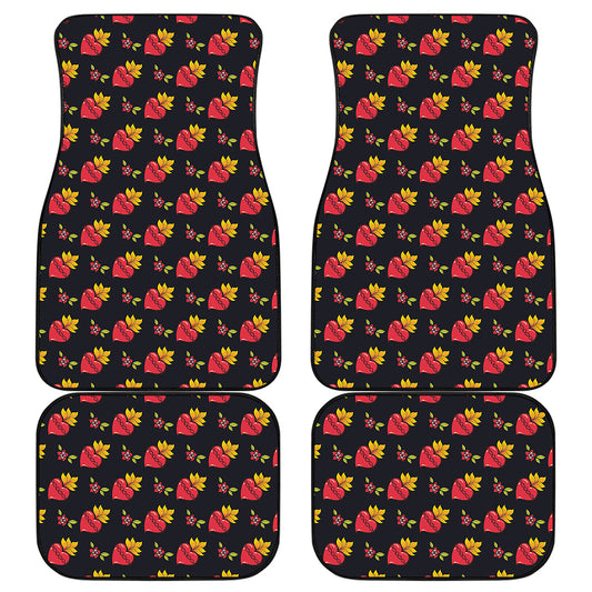 Sacred Heart Pattern Print Front and Back Car Floor Mats