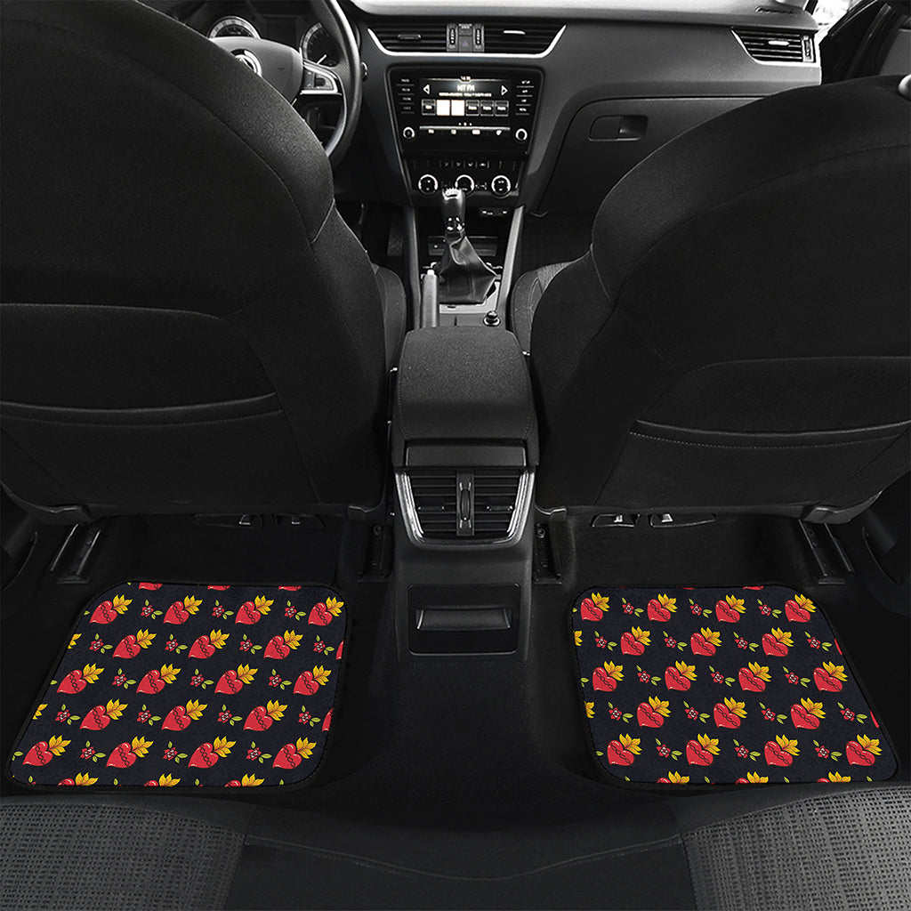Sacred Heart Pattern Print Front and Back Car Floor Mats