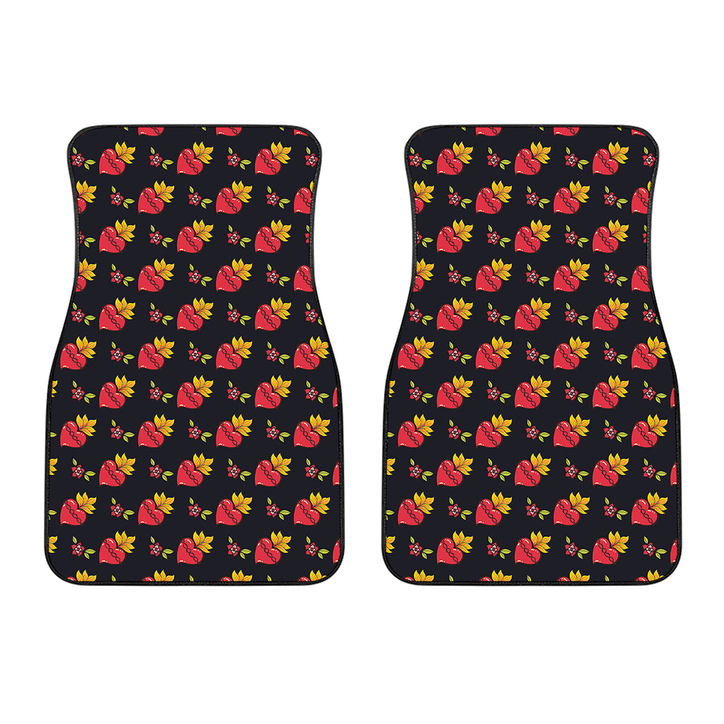 Sacred Heart Pattern Print Front Car Floor Mats