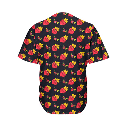 Sacred Heart Pattern Print Men's Baseball Jersey