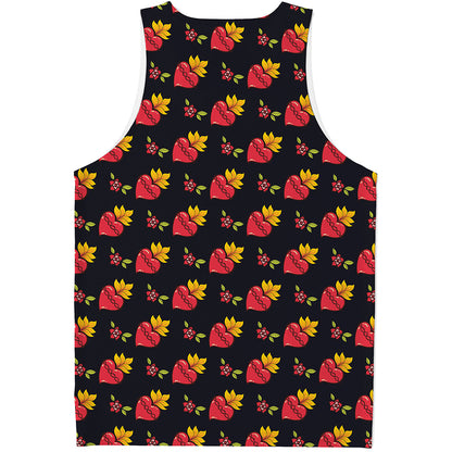 Sacred Heart Pattern Print Men's Tank Top