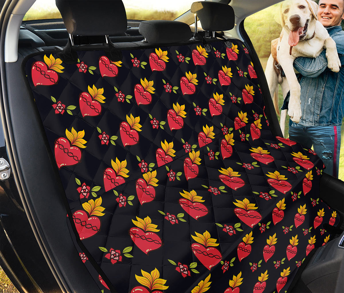 Sacred Heart Pattern Print Pet Car Back Seat Cover