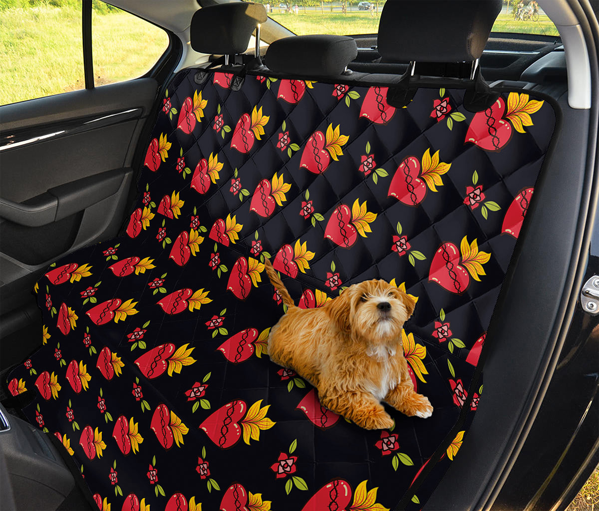 Sacred Heart Pattern Print Pet Car Back Seat Cover