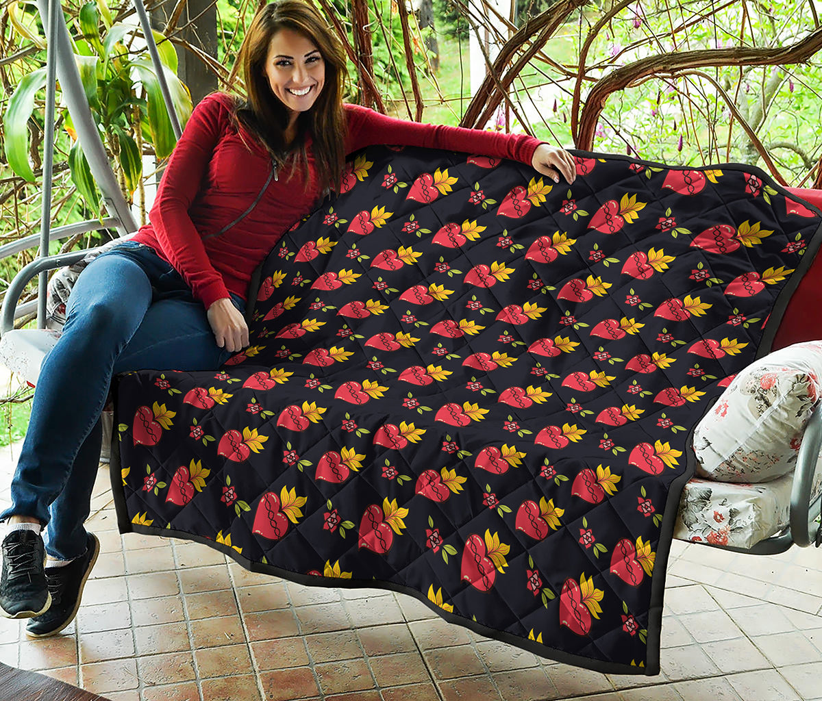 Sacred Heart Pattern Print Quilt