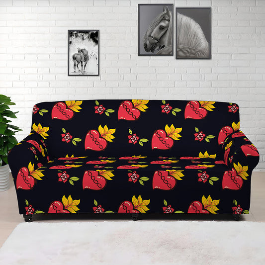 Sacred Heart Pattern Print Sofa Cover