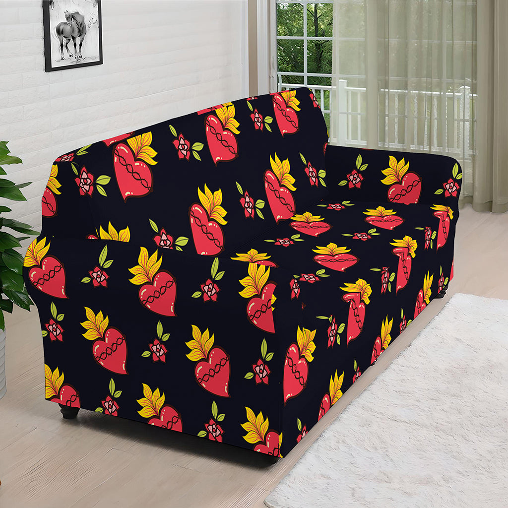 Sacred Heart Pattern Print Sofa Cover