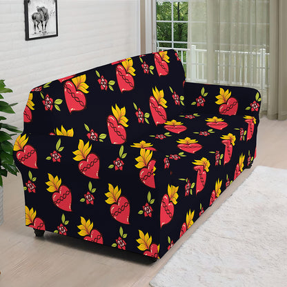 Sacred Heart Pattern Print Sofa Cover