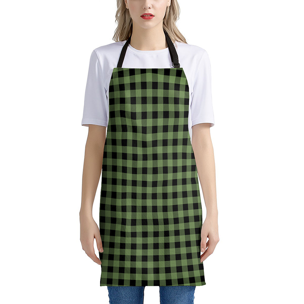 Sage Green Buffalo Check Pattern Print Apron