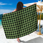 Sage Green Buffalo Check Pattern Print Beach Sarong Wrap