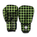Sage Green Buffalo Check Pattern Print Boxing Gloves