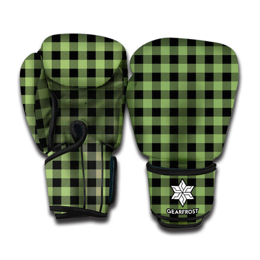 Sage Green Buffalo Check Pattern Print Boxing Gloves