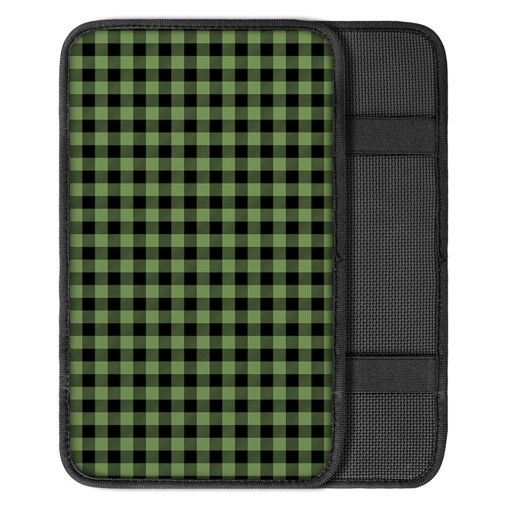 Sage Green Buffalo Check Pattern Print Car Center Console Cover