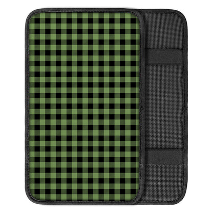 Sage Green Buffalo Check Pattern Print Car Center Console Cover