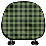 Sage Green Buffalo Check Pattern Print Car Headrest Covers