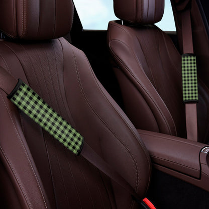 Sage Green Buffalo Check Pattern Print Car Seat Belt Covers
