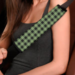 Sage Green Buffalo Check Pattern Print Car Seat Belt Covers