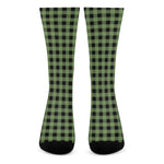 Sage Green Buffalo Check Pattern Print Crew Socks