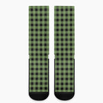 Sage Green Buffalo Check Pattern Print Crew Socks