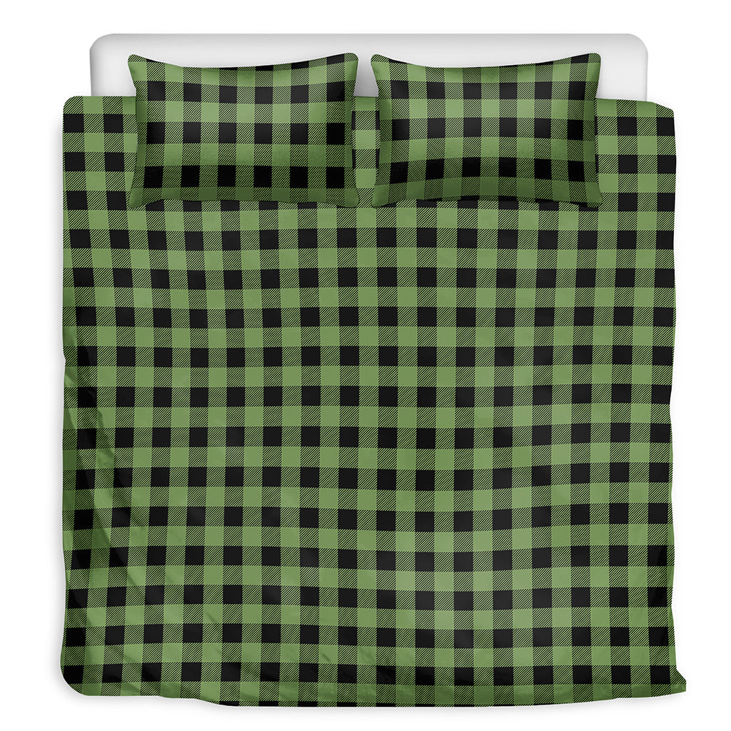 Sage Green Buffalo Check Pattern Print Duvet Cover Bedding Set
