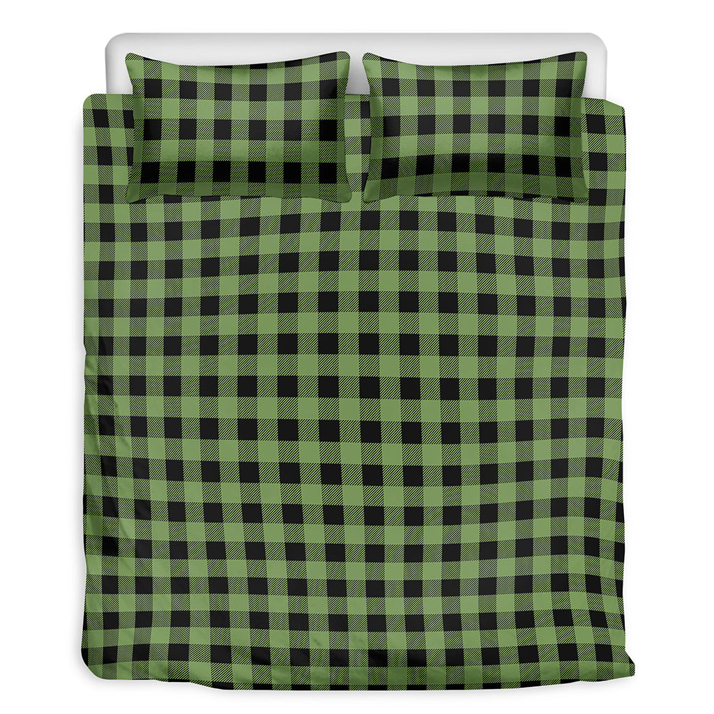 Sage Green Buffalo Check Pattern Print Duvet Cover Bedding Set