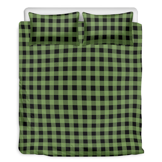 Sage Green Buffalo Check Pattern Print Duvet Cover Bedding Set