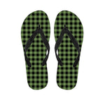 Sage Green Buffalo Check Pattern Print Flip Flops