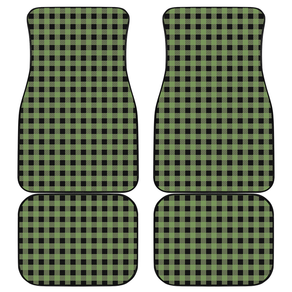 Sage Green Buffalo Check Pattern Print Front and Back Car Floor Mats