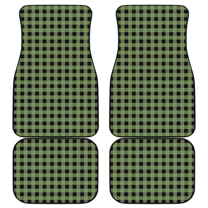 Sage Green Buffalo Check Pattern Print Front and Back Car Floor Mats