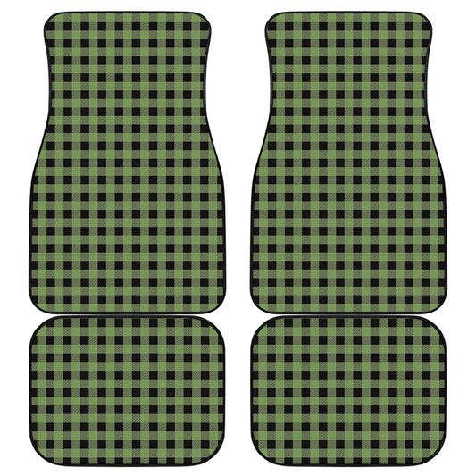 Sage Green Buffalo Check Pattern Print Front and Back Car Floor Mats