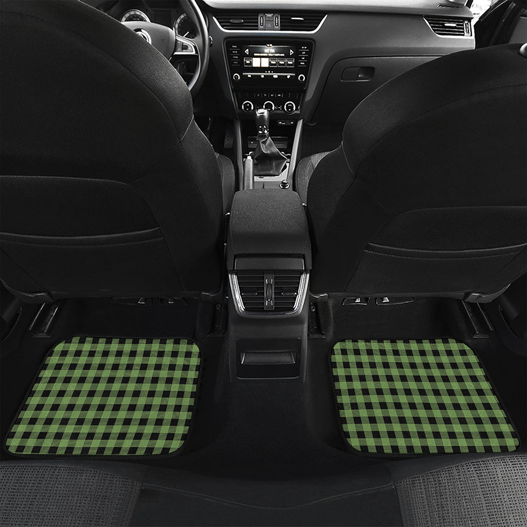 Sage Green Buffalo Check Pattern Print Front and Back Car Floor Mats