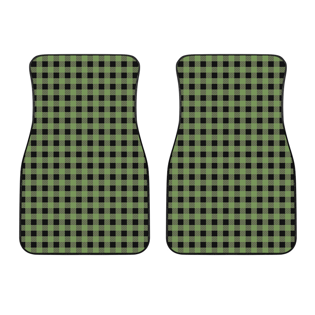 Sage Green Buffalo Check Pattern Print Front Car Floor Mats