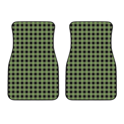 Sage Green Buffalo Check Pattern Print Front Car Floor Mats