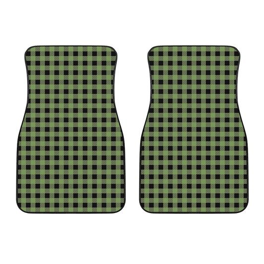 Sage Green Buffalo Check Pattern Print Front Car Floor Mats