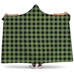 Sage Green Buffalo Check Pattern Print Hooded Blanket