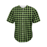 Sage Green Buffalo Check Pattern Print Men's Baseball Jersey